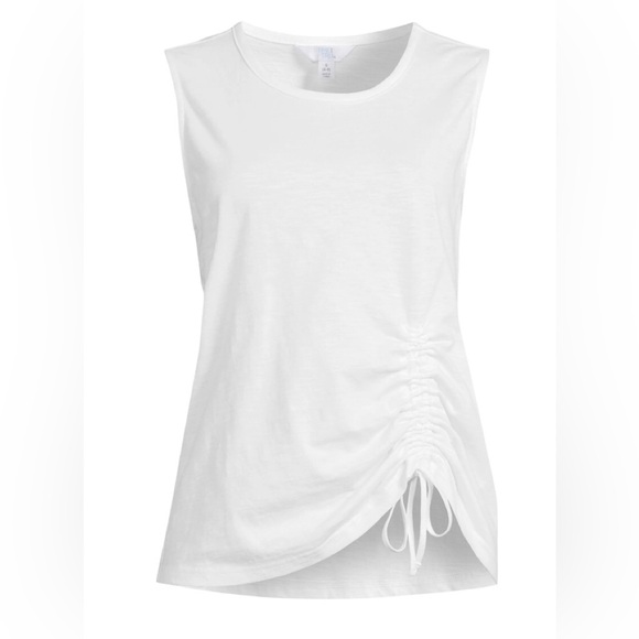 TIME & TRU Womens Tank Top Size Large 12-14 White Ruched Front New - Picture 1 of 6